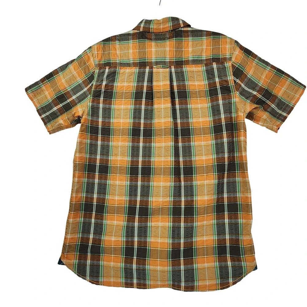 The North Face M Orange Plaid Short Sleeve Button Down Hiking Outdoor Gorpcore M
